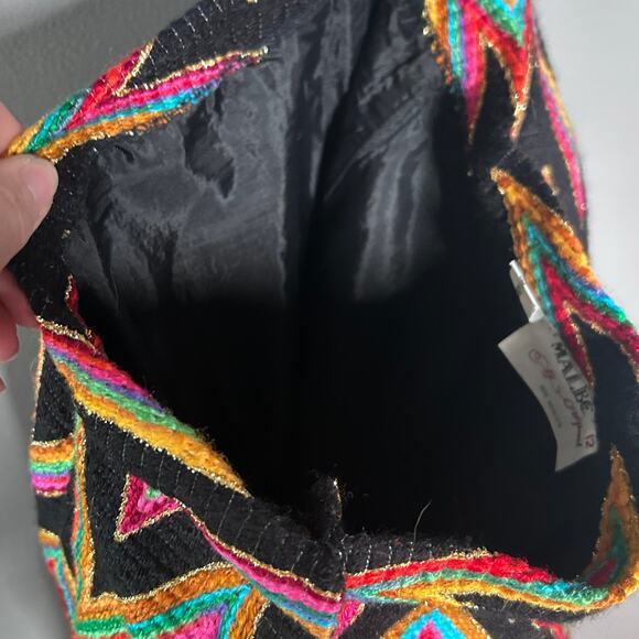 Malbe Original skirt size 12 long rainbow wool chevron 60s tall metallic vintage - Picture 13 of 13